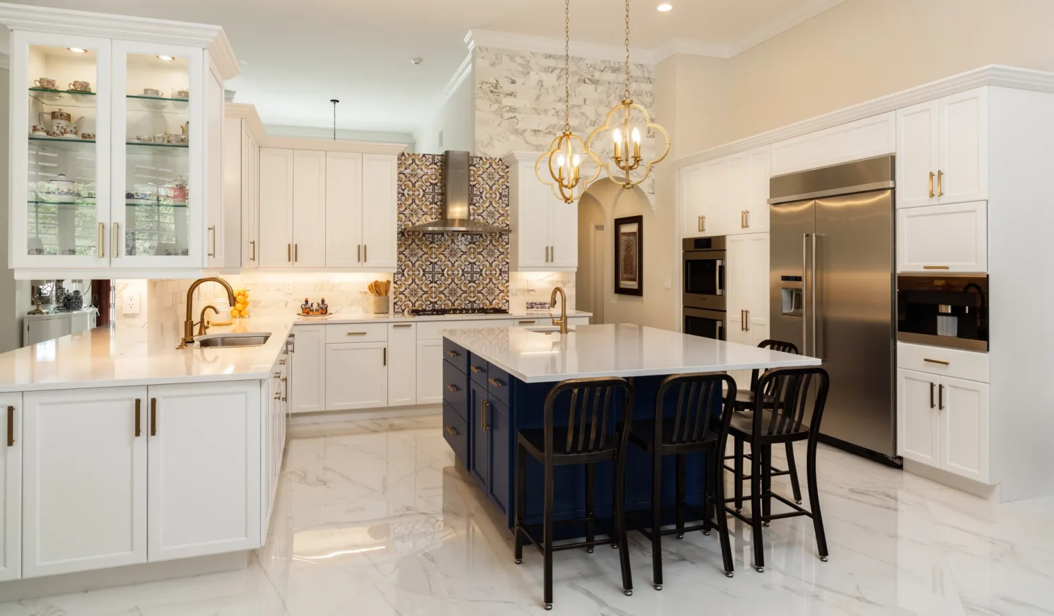 Navy and Brass Kitchen, Pacific Palisades, CA