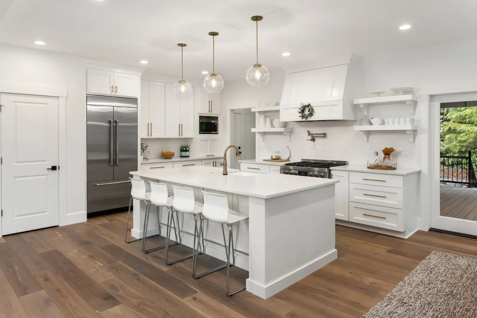 Kitchen island custom range hood in Los Angeles by Athenian Builders
